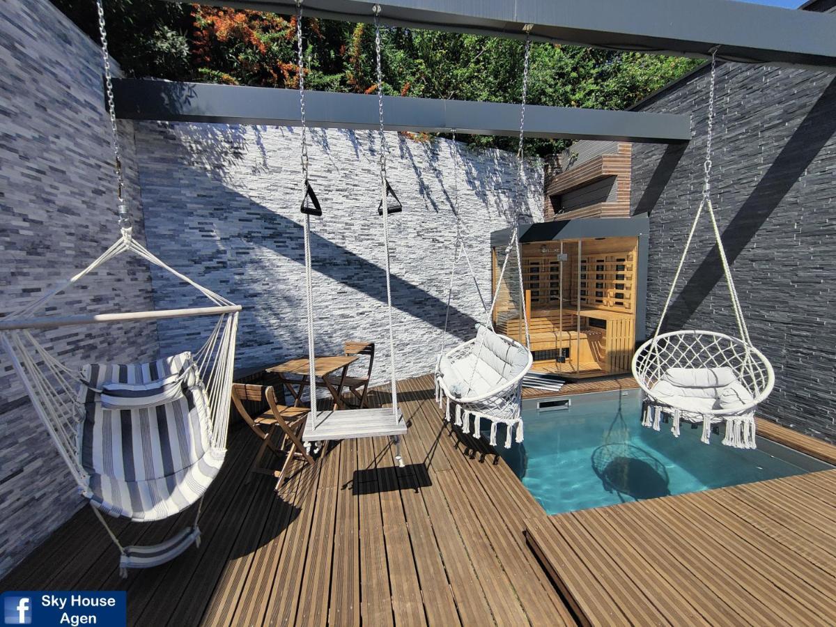 Piscine Chauffee Et Spa Jacuzzi Privatif Terrasse Sans Vis A Vis ,,,Sky House Agen,,, מראה חיצוני תמונה